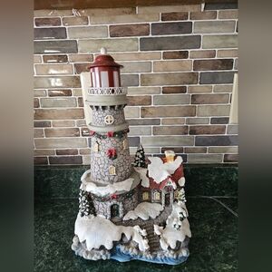 Holiday Lighthouse Snow Village Decoration